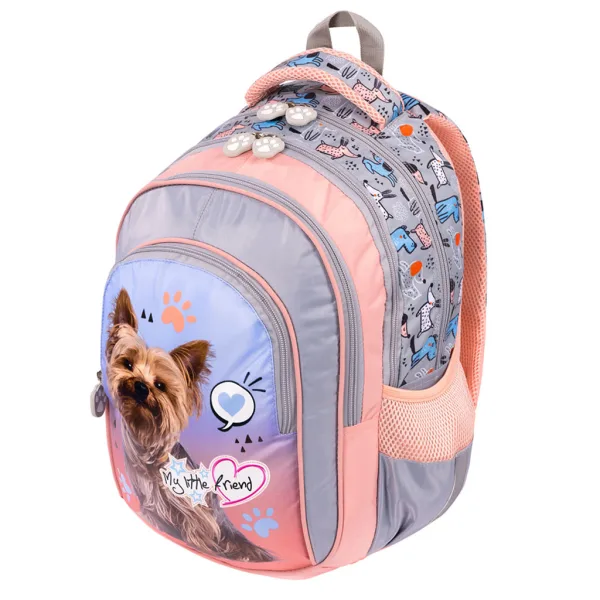 St.Right My Little Friends Grey York ghiozdan școlar cu patru compartimente, rucsac 40x28x18cm imaginea 3