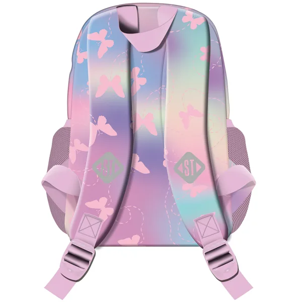 St.Right Rucsac școlar roz cu fluturi, BP70 32x22x11,5cm imaginea 2