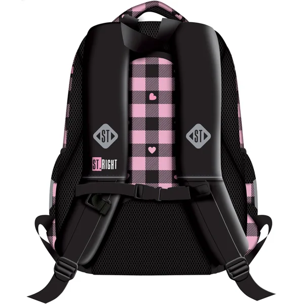 St.Right ghiozdan școlar, rucsac roz-negru cu model de inimioare BP26 39x27x17cm imaginea 2