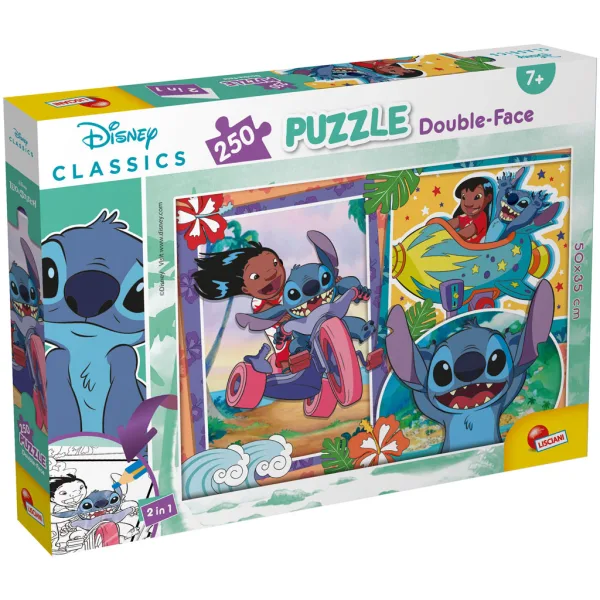 Stitch 2 în 1 puzzle de 250 piese și carte de colorat 50x35cm - Lisciani imaginea 1