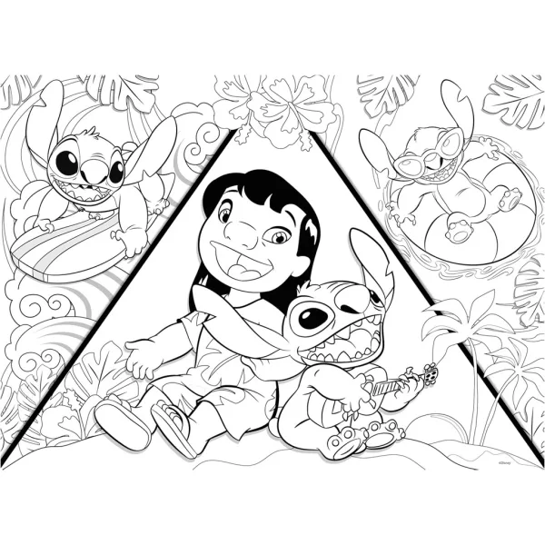 Stitch 2 în 1 puzzle maxi de 150 piese și carte de colorat 70x50cm - Lisciani imaginea 3