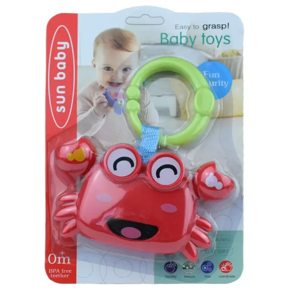 Sun Baby: Crab vesel pentru bebeluși cu zornăitor imaginea 3