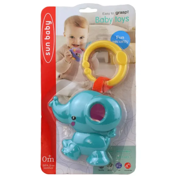 Sun Baby: Elefant albastru vesel pentru bebeluși cu zornăitor imaginea 4