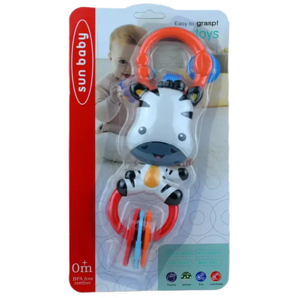 Sun Baby: Zebra veselă pentru bebeluși cu zornăitor imaginea 4