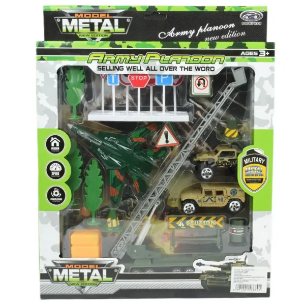 Super Army: Set de jocuri militare cu vehicule metalice și avion cu roți volante în două variante. imaginea 12