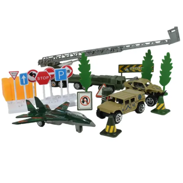Super Army: Set de jocuri militare cu vehicule metalice și avion cu roți volante în două variante. imaginea 2