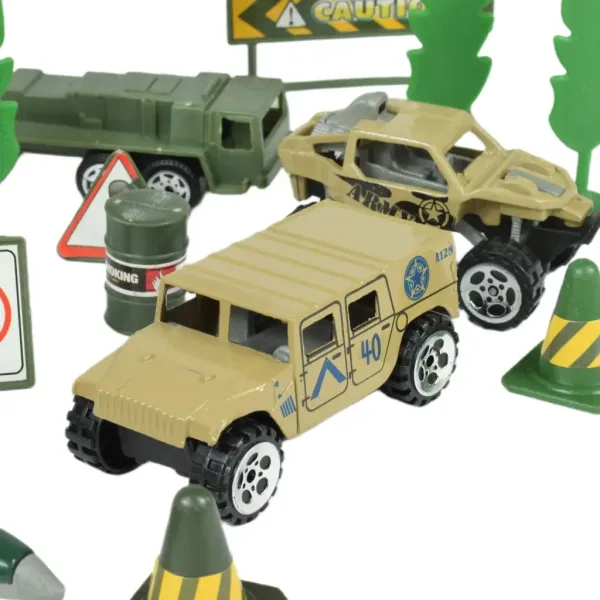 Super Army: Set de jocuri militare cu vehicule metalice și avion cu roți volante în două variante. imaginea 3
