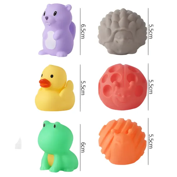 Touchball: Set de dezvoltare a simțului tactil cu 6 figurine de animale și o minge imaginea 2