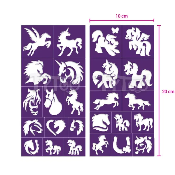 TyToo: Set de șabloane pentru tatuaje cu sclipici – Cai și ponei, 25 bucăți imaginea 3