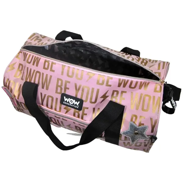 WOW Generation: Geantă sport roz-aurie cu autocolante de 43cm imaginea 2