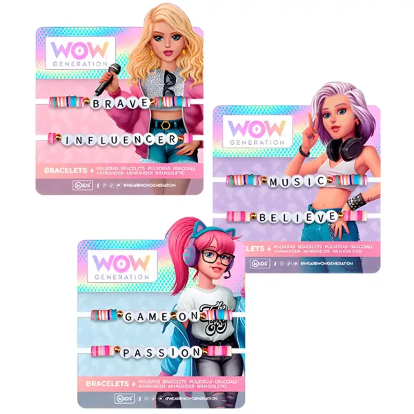 WOW Generation: Set de 2 brățări colorate cu inscripții în diverse variante imaginea 1