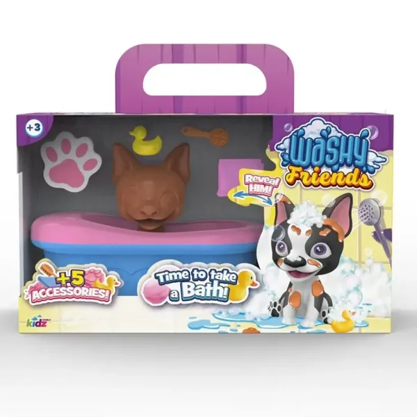Washy Friends: Color Reveal Boston Terrier cățeluș cu cadă și accesorii. imaginea 1