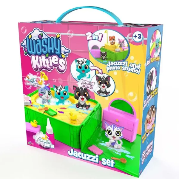 Washy Friends: Pisici de baie Color Reveal cu jacuzzi și accesorii imaginea 1