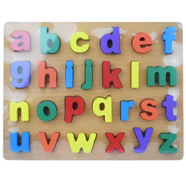 ABC litere de lemn colorate puzzle 30x22cm imaginea 1
