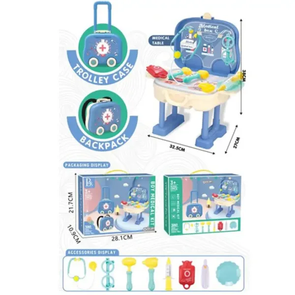 Albastru 2in1 set de doctor în valiză tip troler imaginea 1