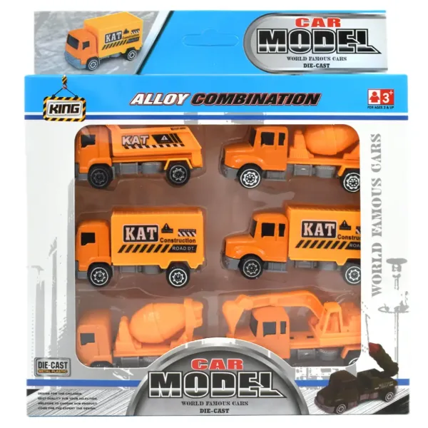 Alloy Car: 6 bucăți set camion de constructii 8cm imaginea 2