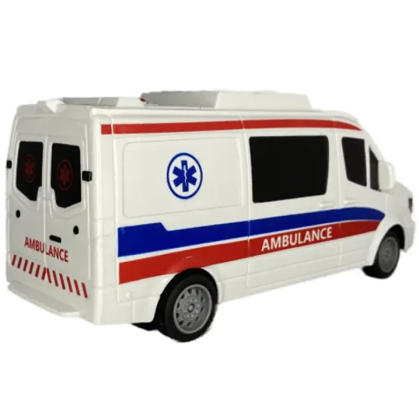 Ambulanță cu telecomandă RC cu lumină 27MHz 1/32 scară 25cm imaginea 2