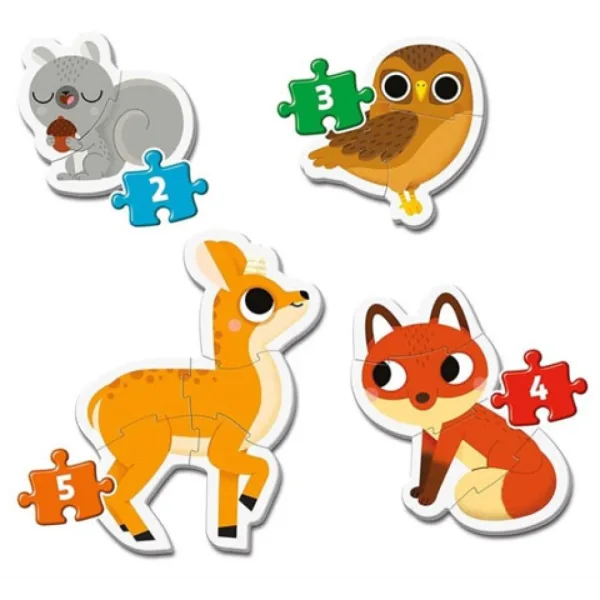 Set de puzzle cu forme 4 în 1 animale de pădure - Clementoni imaginea 2
