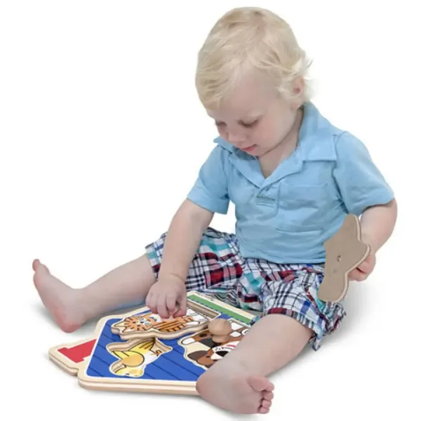 Puzzle din lemn cu mânere pentru micile animale - Melissa & Doug imaginea 2