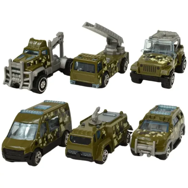 Army Die-Cast: Set de 6 bucăți mașini militare imaginea 2