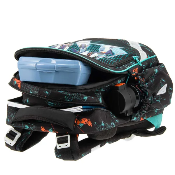 Ars Una: A.R.M.S. ghiozdan școlar anatomic, rucsac cu imprimeu cu roboți 33×43×22 cm imaginea 5
