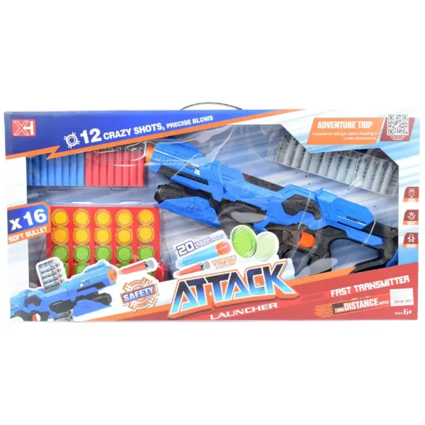Attack Launcher: Pistol cu burete cu ținta jeton și gloanțe 49cm imaginea 9