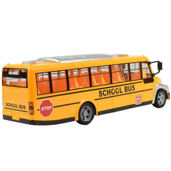 Autobuz școlar galben cu efecte de lumină și baterie telecomandă RC 27MHz 40cm imaginea 2