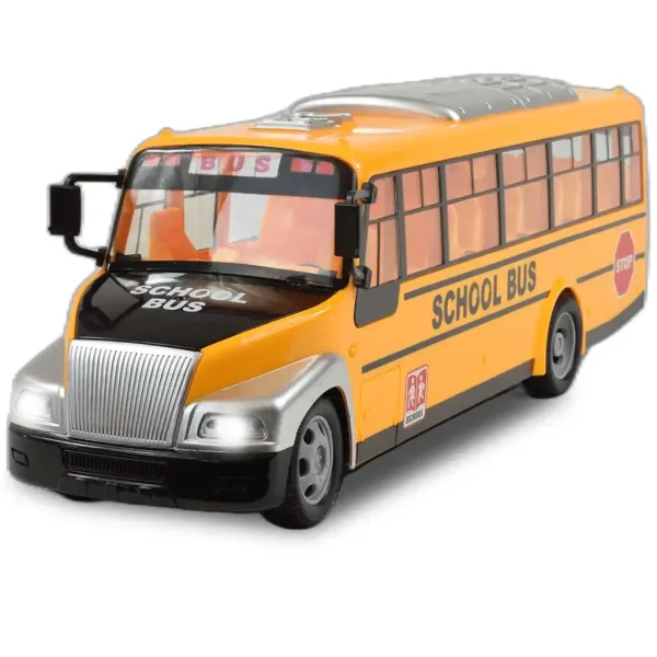 Autobuz școlar galben cu efecte de lumină și baterie telecomandă RC 27MHz 40cm imaginea 3