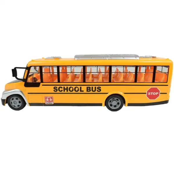 Autobuz școlar galben cu efecte de lumină și baterie telecomandă RC 27MHz 40cm imaginea 4