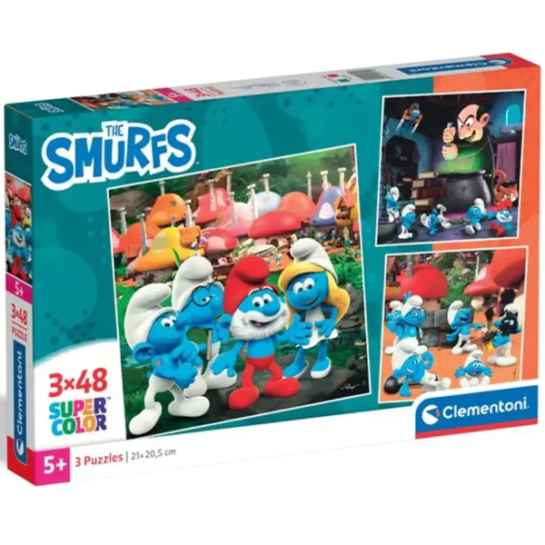 Aventurile Hupikék Törpikék 3x48buc supercolor puzzle - Clementoni imaginea 1