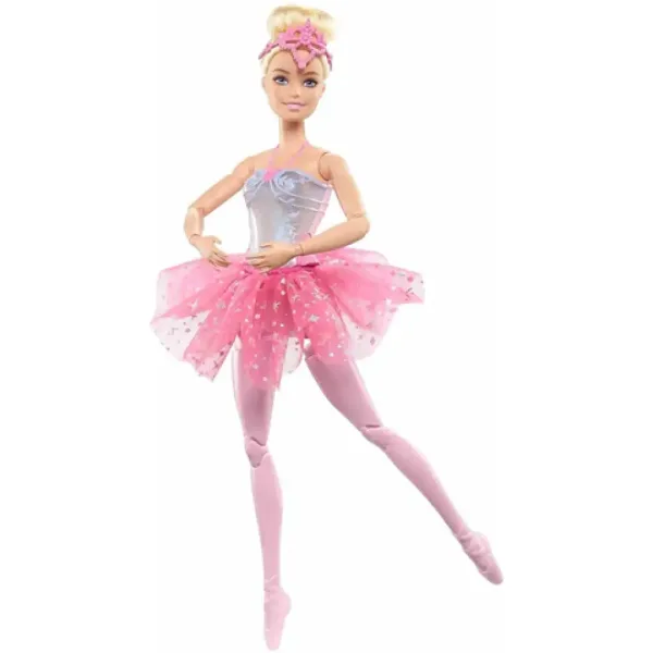 Barbie®: Balerina curcubeu strălucitoare cu păr blond și lumini - Mattel imaginea 2