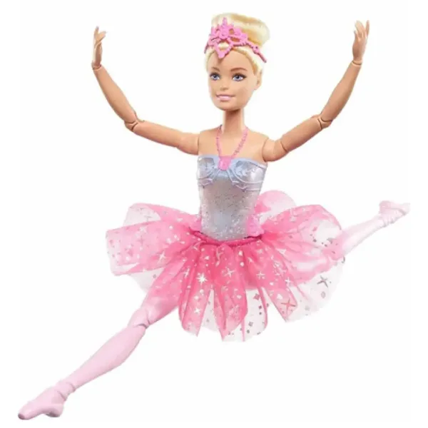 Barbie®: Balerina curcubeu strălucitoare cu păr blond și lumini - Mattel imaginea 3