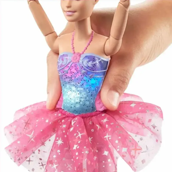 Barbie®: Balerina curcubeu strălucitoare cu păr blond și lumini - Mattel imaginea 4