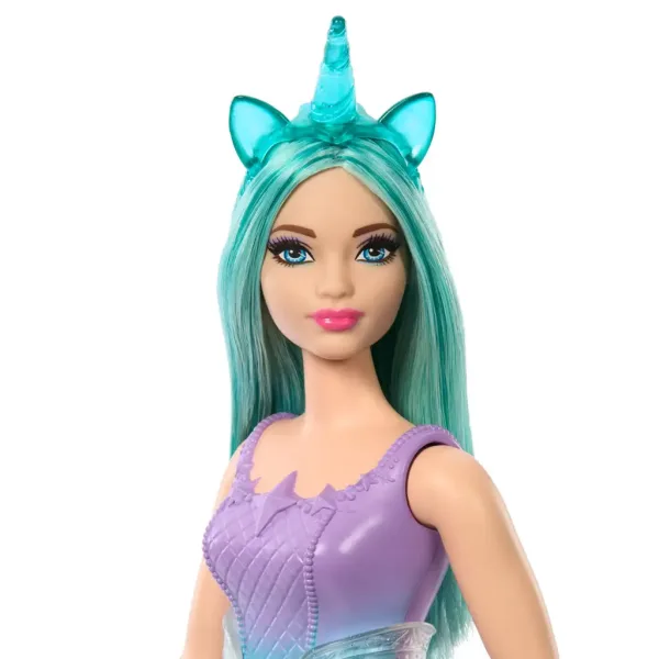 Barbie Dreamtopia: Papusa unicorn albastră-violet în rochie - Mattel imaginea 3