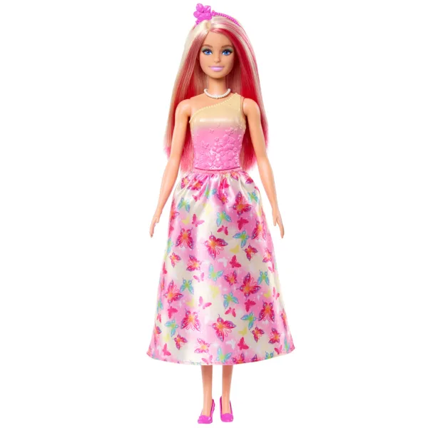 Barbie Dreamtopia: Prințesă păpușă în rochie roz cu fluturi - Mattel imaginea 2