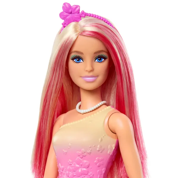 Barbie Dreamtopia: Prințesă păpușă în rochie roz cu fluturi - Mattel imaginea 4