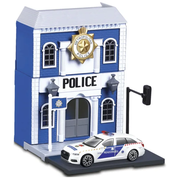 Bburago city - Audi A6 mașină de poliție și secție de poliție 1 /43 imaginea 3