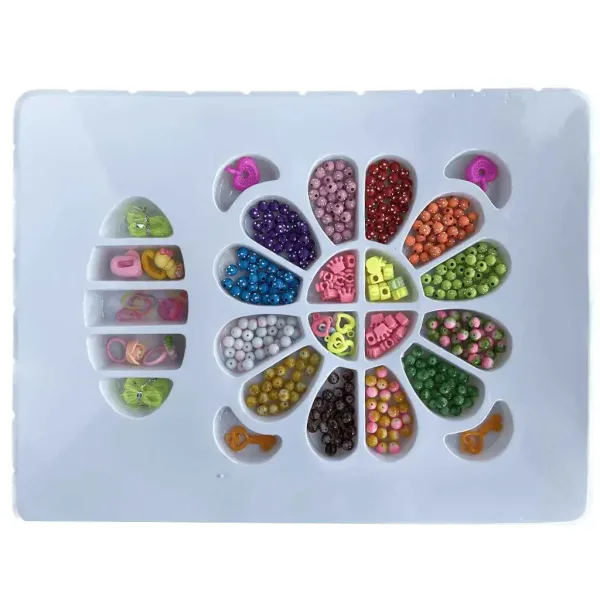 Beads Series: Set de creare a bijuteriilor cu mărgele, elastic de păr și pandantiv, cu peste 200 de mărgele imaginea 2