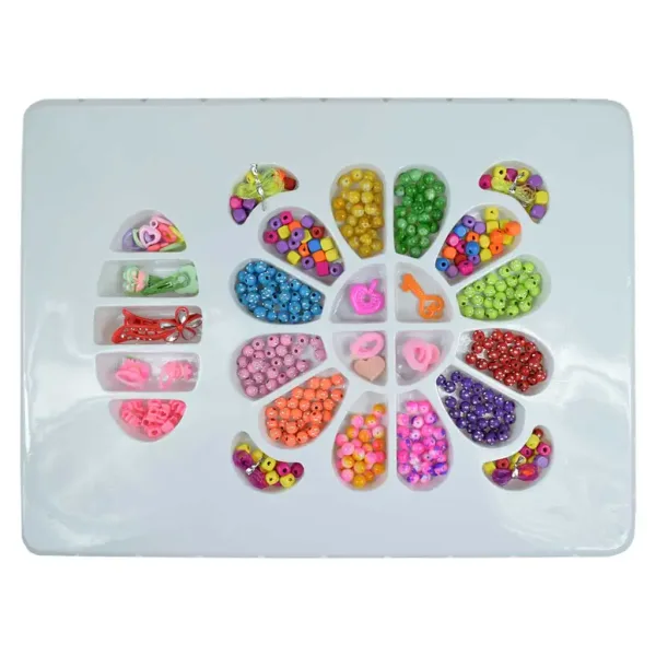 Beads Series: Set de bijuterii cu margele, elastic de par si pandantiv cu peste 500+ de margele imaginea 2