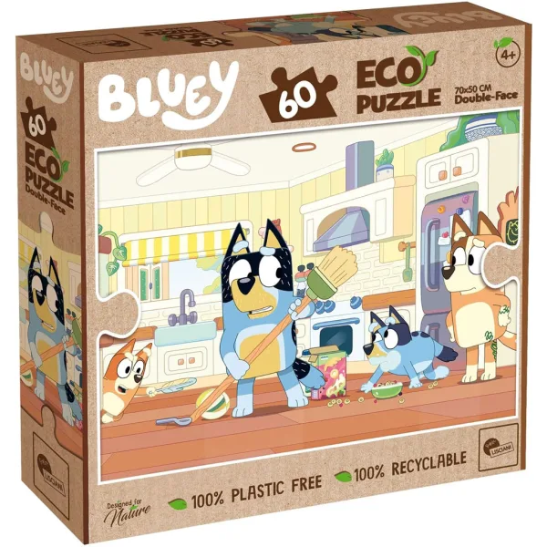 Bluey 2 în 1 60 de piese Eco puzzle și colorat 70x50cm - Lisciani imaginea 1