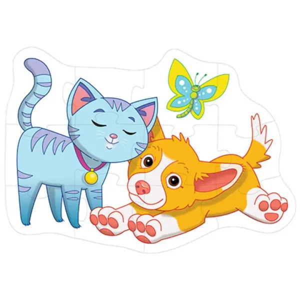 Câine și pisică puzzle uriaș de podea 12 bucăți imaginea 2