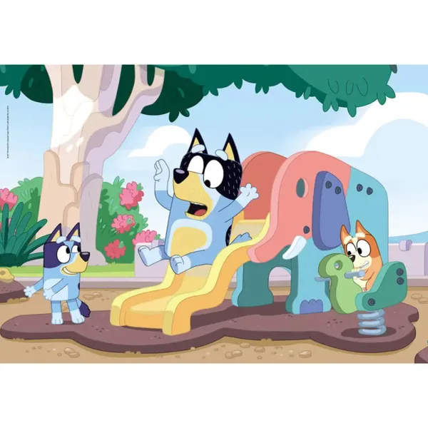 Bluey pe tobogan, puzzle Supercolor de 104 de piese - Clementoni imaginea 2