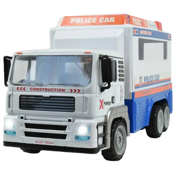 Camion de poliție cabină din metal cu telecomandă RC cu efecte de lumină 27MHz 1/12 scară 32cm ​ imaginea 3
