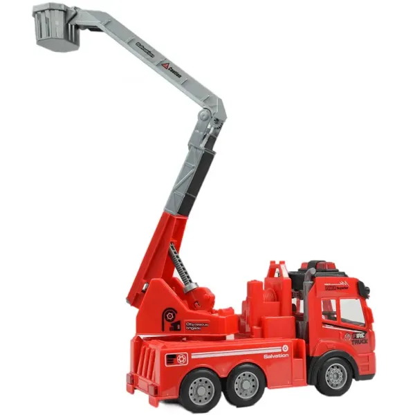 Camion de pompieri cu telecomandă RC cu coș de ridicare cu efecte de lumină scară 1/43 27 MHz 21cm ​ imaginea 3