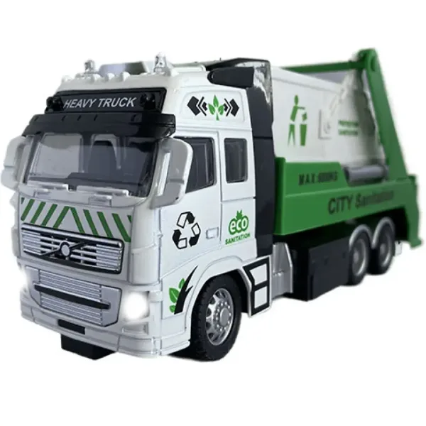 Camion de transport deșeuri sau container cu telecomandă RC cu lumină 27MHz 1/36 20cm în două versiu imaginea 4