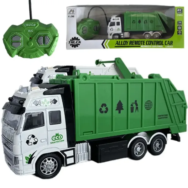 Camion de transport deșeuri sau container cu telecomandă RC cu lumină 27MHz 1/36 20cm în două versiu imaginea 5