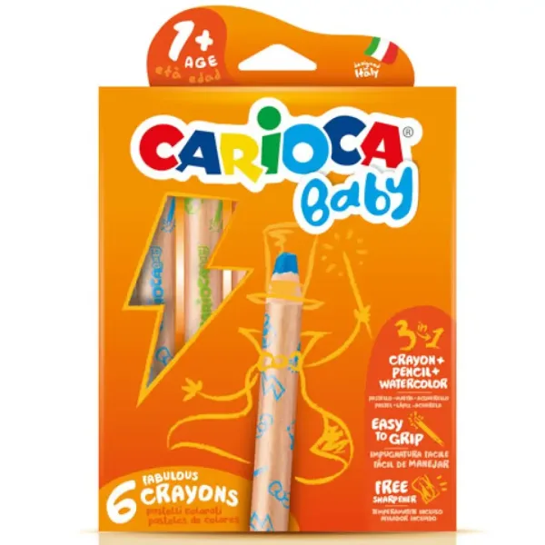 Carioca: set de creioane colorate pentru bebeluși 3 în 1, 6 bucăți imaginea 1