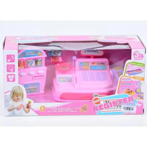 Casă de marcat culoarea roz cu automat de lichide, sunete și lumini imaginea 1