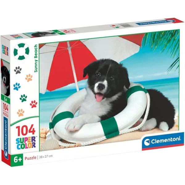 Cățel de plajă 104bucăți Super Color puzzle - Clementoni imaginea 1