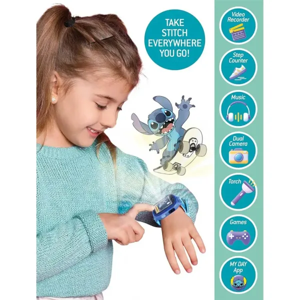 Ceas inteligent cu model Disney Stitch - Lisciani imaginea 3
